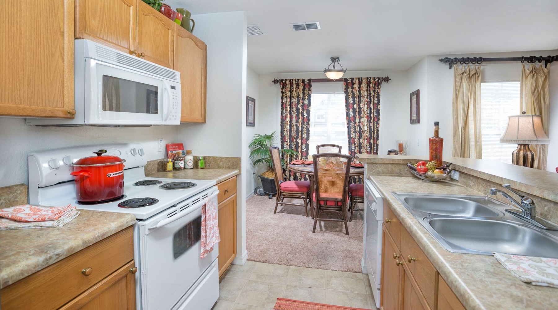 Well-lit kitchen with ample counter space