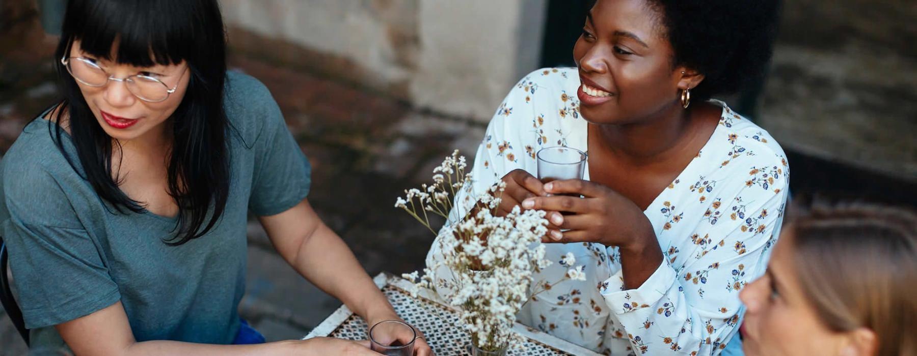 group of women having brunch at a neighborhood restaurant