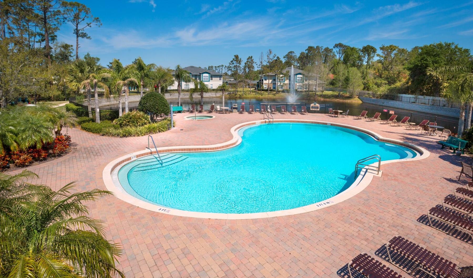 a swimming pool in a backyard